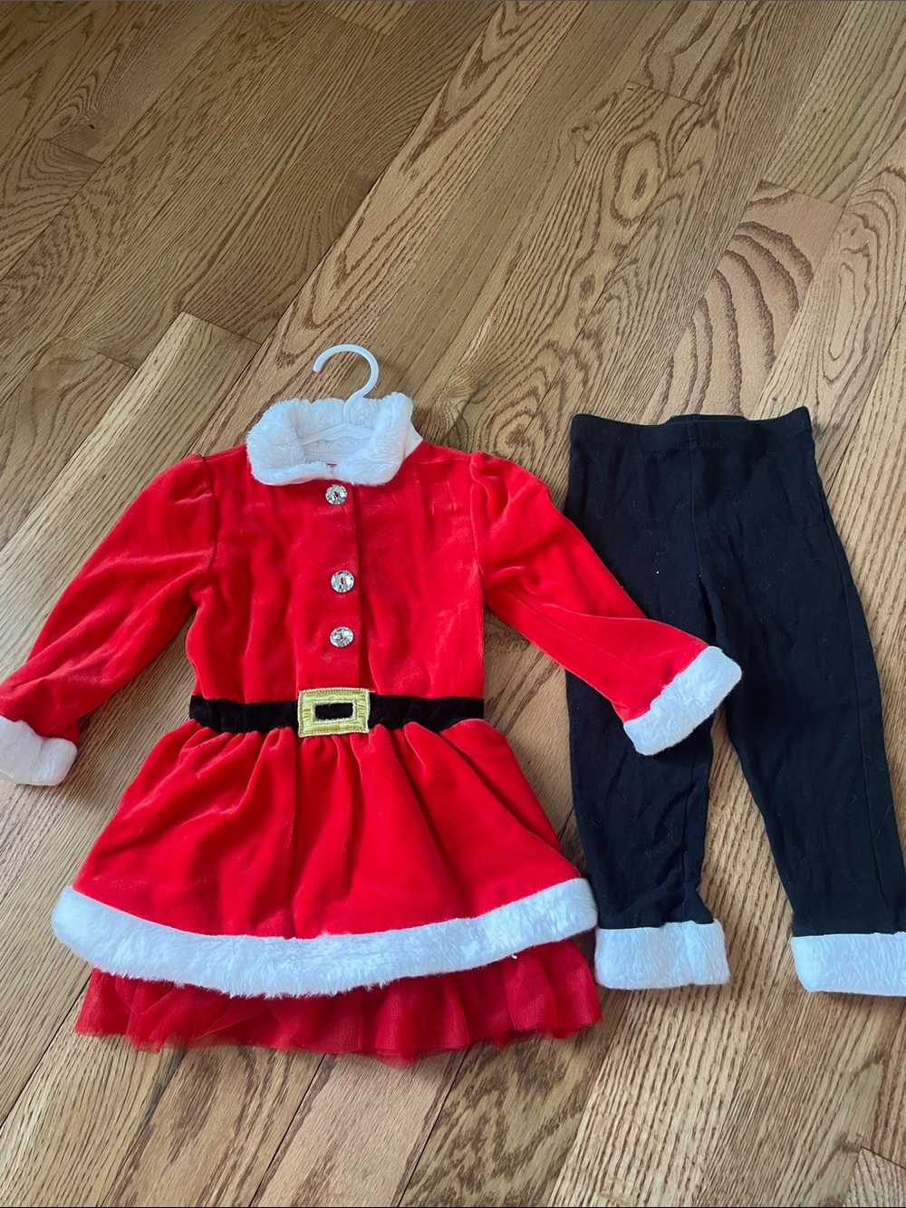 Koala Kids Red and Black Velvet Santa Dress Set